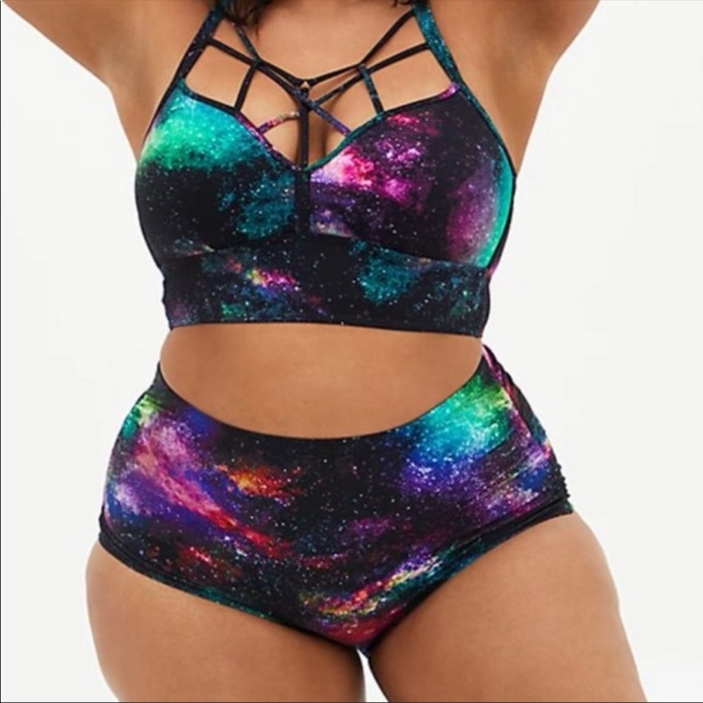 Torrid galaxy cinched swim bottoms